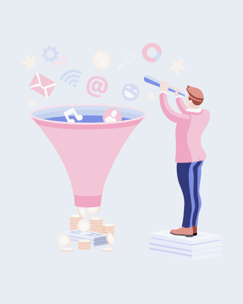 graphic of business sales funnel.